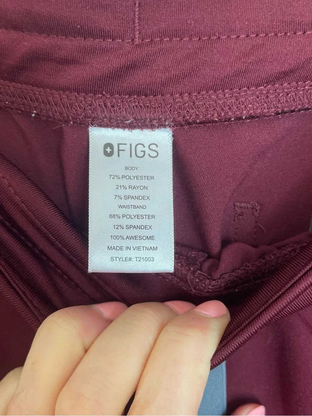 Figs Burgundy Pisco Basic Scrub Pants Size L 066
